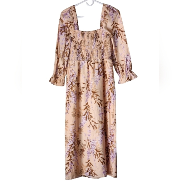 NWT House of Harlow 1960 Floral Linen Blend Midi Dress Size Small - Picture 2 of 11